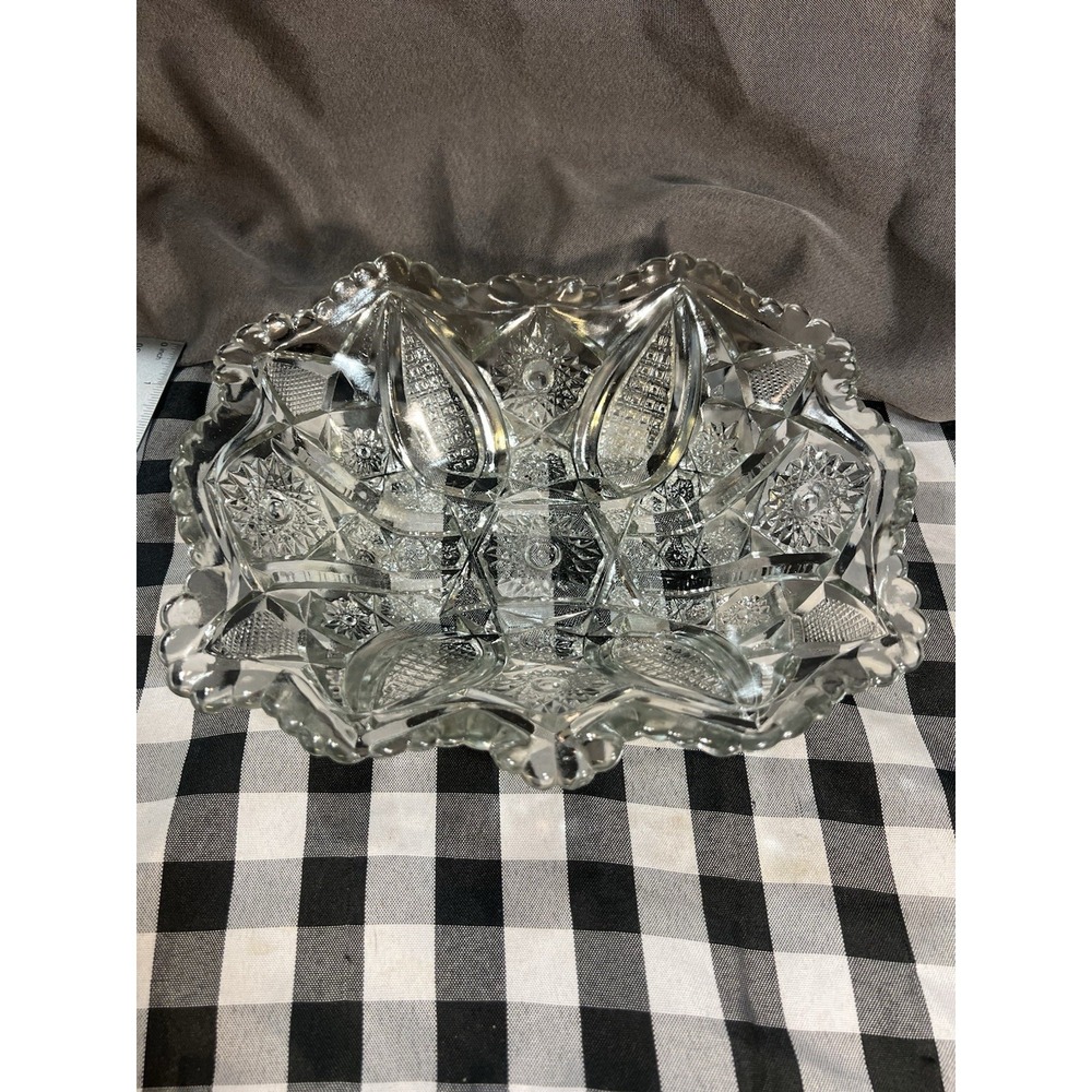 VTG Glass Serving Bowl Clear Daisy & Fine cut by Indiana 10 x 3 Rectangle (2571) - Picture 7 of 8